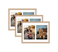 Oak Multi Photo Frame - Holds 2 x 9x7 Pictures, Family Collage Picture Frame for Wall Display, 16x12 Frame size, Set of 3