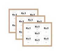 Oak Multi Photo Frame - Holds 7x 6x4 Pictures, Family Collage Picture Frame for Wall Display, 20x16 Frame size, Set of 3