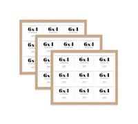 Oak Multi Photo Frame - Holds 9x 6x4 Pictures, Family Collage Picture Frame for Wall Display, 20x16 Frame size, Set of 3
