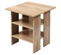 (Oak, No Drawer) 2 Tier Wooden Table Bedside Nightstand 1 Drawer