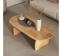 Oak Oval Coffee Table for Living Room,Modern Creative low table with Storage Single-tier/double-tier,Wabi-sabi style,Rounded edge design,for small spaces for Home