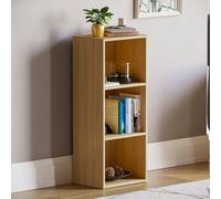(Oak) Oxford 3 Tier Cube Bookcase Library Shelving Unit