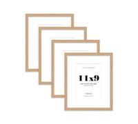 Oak Picture Frame 11x9 With A5 Mount for Photos - Wall & Table Display, Landscape or Portrait, 4 Pack
