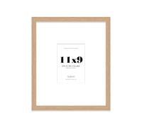 Oak Picture Frame 11x9 With A6 Mount for Photos - Wall & Table Display, Landscape or Portrait, 1 Pack