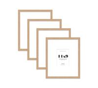 Oak Picture Frame 11x9 With A6 Mount for Photos - Wall & Table Display, Landscape or Portrait, 4 Pack