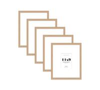 Oak Picture Frame 11x9 With A6 Mount for Photos - Wall & Table Display, Landscape or Portrait, 5 Pack
