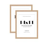 Oak Picture Frame 14x11 With 11x9 Mount for Photos - Wall & Table Display, Landscape or Portrait, 2 Pack