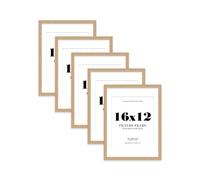 Oak Picture Frame 16x12 With 12x10 Mount for Photos - Wall Display, Landscape or Portrait, 5 Pack
