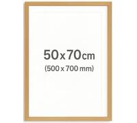 Oak Picture Frame 70 x 50 cm (700 x 500 mm, 27.5 x 19.7 Inch) - 30 mm Wood Profile, Shatterproof Front, Wall Mounted Portrait or Landscape Poster Photo Display