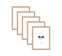 Oak Picture Frame 8x6 With 5x3 Mount for Photos - Wall & Table Display, Landscape or Portrait, 5 Pack