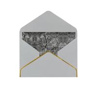 Oak Plants Print Horizontal Gold-Edged Pearl Greeting Card W/Envelope-Holiday,Birthday,Anniversary,Party(2pcs)