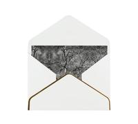 Oak Plants Print Horizontal Gold-Edged Pearl Greeting Card W/Envelope-Holiday,Birthday,Anniversary,Party(2pcs)