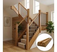 Oak Prefinished & Lacquered Baserail Tbr 2.4M 13mm Groove For Square Metal Spindles Uk Manufactured Traditional Products Ltd