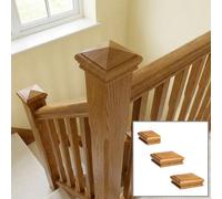 Oak Prefinished & Lacquered Pyramid Cap Pack Suits 90mm Newel Post (L)115mm (W)115mm Uk Manufactured Traditional Products Ltd