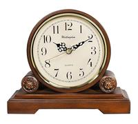 Oak Shelf Clock - Antique Mantel Clock with HD Glass & Easy To Read Dial - Wooden for Home Décor Battery Operated