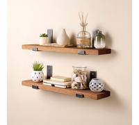 Oak Shelves Pack of 2 with Brackets - 150cm Off the Grain Brown 150cm x 15cm
