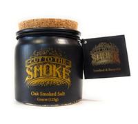 Oak Smoked Cornish Sea Salt (Coarse) | 125g | Cut to the Smoke | Artisan salt | Award Winning | Boldly tripple smoked for deep flavor | Refillable stoneware jar | no artificial preservatives