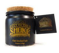 Oak Smoked Cornish Sea Salt (Coarse) | 125g | Cut to the Smoke | Artisan salt | Boldly tripple smoked for deep flavor | Refillable stoneware jar | no artificial preservatives