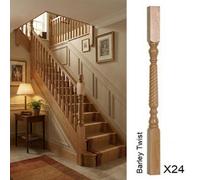 Oak Spindle Barley Twist 55mm X 55mm X 900mm - 24 Pack Uk Manufactured Traditional Products Ltd