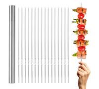 Oak & Steel - 14" Stainless Steel Reusable Barbecue Metal Skewers with Premium Storage Case, 35cm - Flat BBQ Party Grilling Kebab Skewer Sticks with Storage (100)