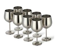 Oak & Steel - 8 Elegant Large Wine Glasses in Silver, 550 ml - Unbreakable Glass Gift Set for Home Bar, Wedding, Anniversary, Birthday Party