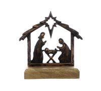 Oak Street Wholesale Holiday Tabletop Figurine, Christmas Home Décor, 6 x 6 Inch Metal and Wood, The Christ Child Nativity Scene