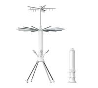 Oak & Tea 3-Tier Clothes Airer with Wheels, Foldable Clothes Drying Rack, Large Stable 4-Legged Clothes Horse with 16 Drying Arms and 20 Clips & 6 Shoe Racks, Portable for Indoor Outdoor Use