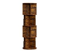 Oak&tea 360-Degree Rotating 4-Tier Corner Bookcase, 16 Compartment Freestanding Bookshelf, Anti-Tip Safe Home Storage, Rusticbrown