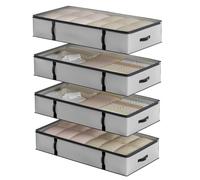 Oak & Tea Storage Bags 90L 4 Pack PE Spray Coated Woven Fabric Underbed Organisers Waterproof Moisture Proof Tear Resistant with Reinforced Handles Clear PVC Window Ideal for Moving House 100x50x18CM