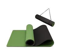 Oak & Tea Yoga Mat Yoga Mats for Women/Men, Non Slip Exercise Mats for Home Gym with Carry Strap, TPE Eco Friendly Workout Mat for Yoga, Meditation, Pilates 183x61x0.6cm (GREEN/BLACK)