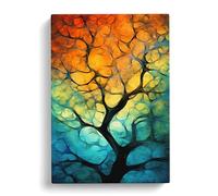 Oak Tree Abstract Art Canvas Print | Gallery Wrapped 30mm Frame Wall Art | 30x20 inches | Ready to Hang | Abstract Landscape Picture | Living Room Bedroom Lounge Office