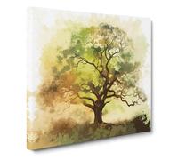 Oak Tree Abstract Art No.2 | Canvas Wall Art Print | Framed Ready to Hang Picture | Modern Art for Living Room Bedroom Kitchen Home | 14x14 Inch
