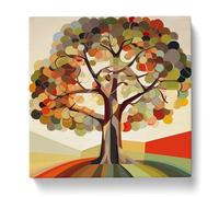 Oak Tree Constructivism Canvas Print | Gallery Wrapped 30mm Frame Wall Art | 20x20 inches | Ready to Hang | Modern Landscape Picture | Living Room Bedroom Lounge Office