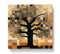 Oak Tree Constructivism No.1 Canvas Print | Gallery Wrapped 30mm Frame Wall Art | 20x20 inches | Ready to Hang | Modern Landscape Picture | Living Room Bedroom Lounge Office
