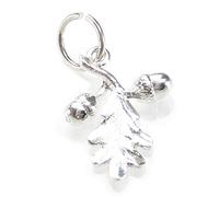 Oak Tree Leaf and acorns SMALL sterling silver charm .925 x 1 Mighty Oaks