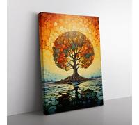 Oak Tree Modern Art Canvas Print for Living Room Bedroom Home Office Décor, Wall Art Picture Ready to Hang, 76x50 cm (30x20 Inch)