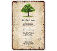 Oak Tree Poem Wall Art Metal Signs Motivational Poetry Posters for Bathroom Print on for Office Artwork Pictures Modern House Decorations Kitchen Photos Wall Bedroom 8x12 Inch