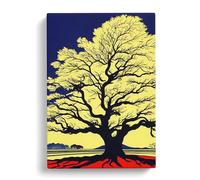 Oak Tree Pop Art Canvas Print | Gallery Wrapped 30mm Frame Wall Decor | 30x20 inches | Ready to Hang | Pop Art Landscape Picture | Living Room Bedroom Lounge Office