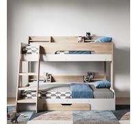 Oak Triple Sleeper Bunk Bed With Storage Drawer - Flick - Flair