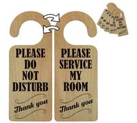 Oak Veneer Please Do Not Disturb Sign - Pack of 5 - Universal Fit Perfect Hanging Signs for Bedroom, Hotel, Guest House, Restroom, Conference, Hospital or Home Office - 8 x 3" #1159