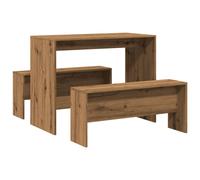 (oak) vidaXL Dining Table and Bench Set 3 Piece Dinner Table Set Engineered Wood