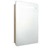 (oak) vidaXL LED Bathroom Mirror Cabinet Washroom Wall Cabinet Storage Vanity Unit