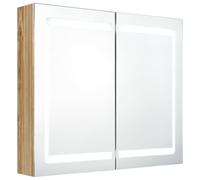 vidaXL LED Bathroom Mirror Cabinet Oak 80x12x68 cm