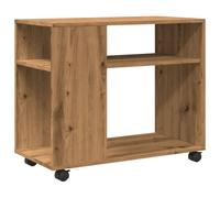(oak) vidaXL Side Table with Wheels Hall Tea End Table Sofa Table Engineered Wood