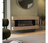 Oak Wall-Mounted Electric Smart Fire Place with Surround - 52 Inch - Ambe AGL072
