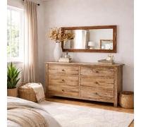 OAK Waverly Small Light OAK Finish 112 x 60cm Large Mirror Solid Wooden Framed