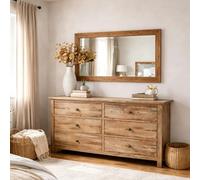 OAK Waverly Small Light OAK Finish 90 x 60cm Large Mirror Solid Wooden Framed