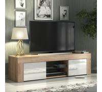 (Oak & White) TV Unit 130cm Gloss Doors - Mex Furniture