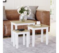 (Oak & White) Vida Designs Yorkshire Nest of 3 Wooden Tables
