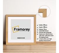(Oak With White Mount, 50x50CM Pic (60x60CM Frame)) Square Size Oak Picture Frame / LW Style Wall Art Frame / Modern Photo Frames With Multicolored Mount